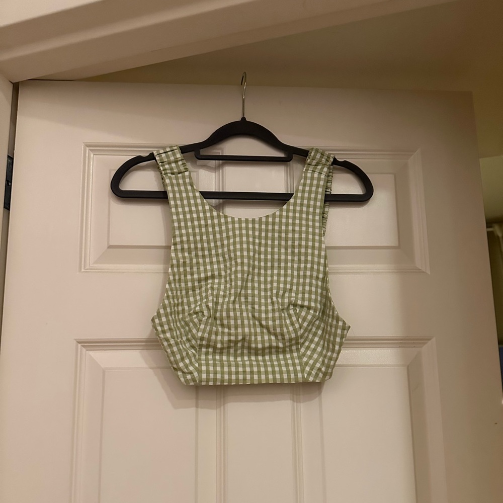 Zara green and white gingham crop top